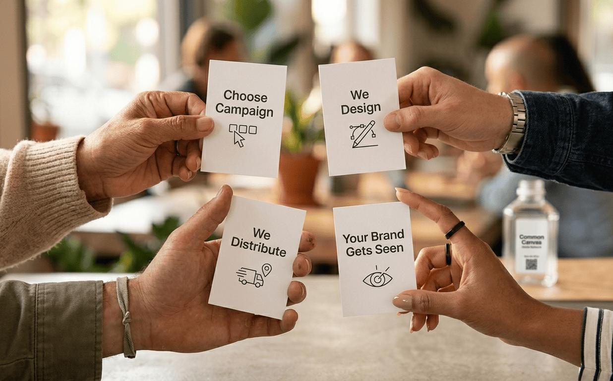 Choose Campaign, We Design, We Distribute, Your Brand Gets Seen
